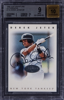 1996 Leaf "Signature Series" Silver SP #118 Derek Jeter Signed Card (#/200) – BGS MINT 9/BGS 10